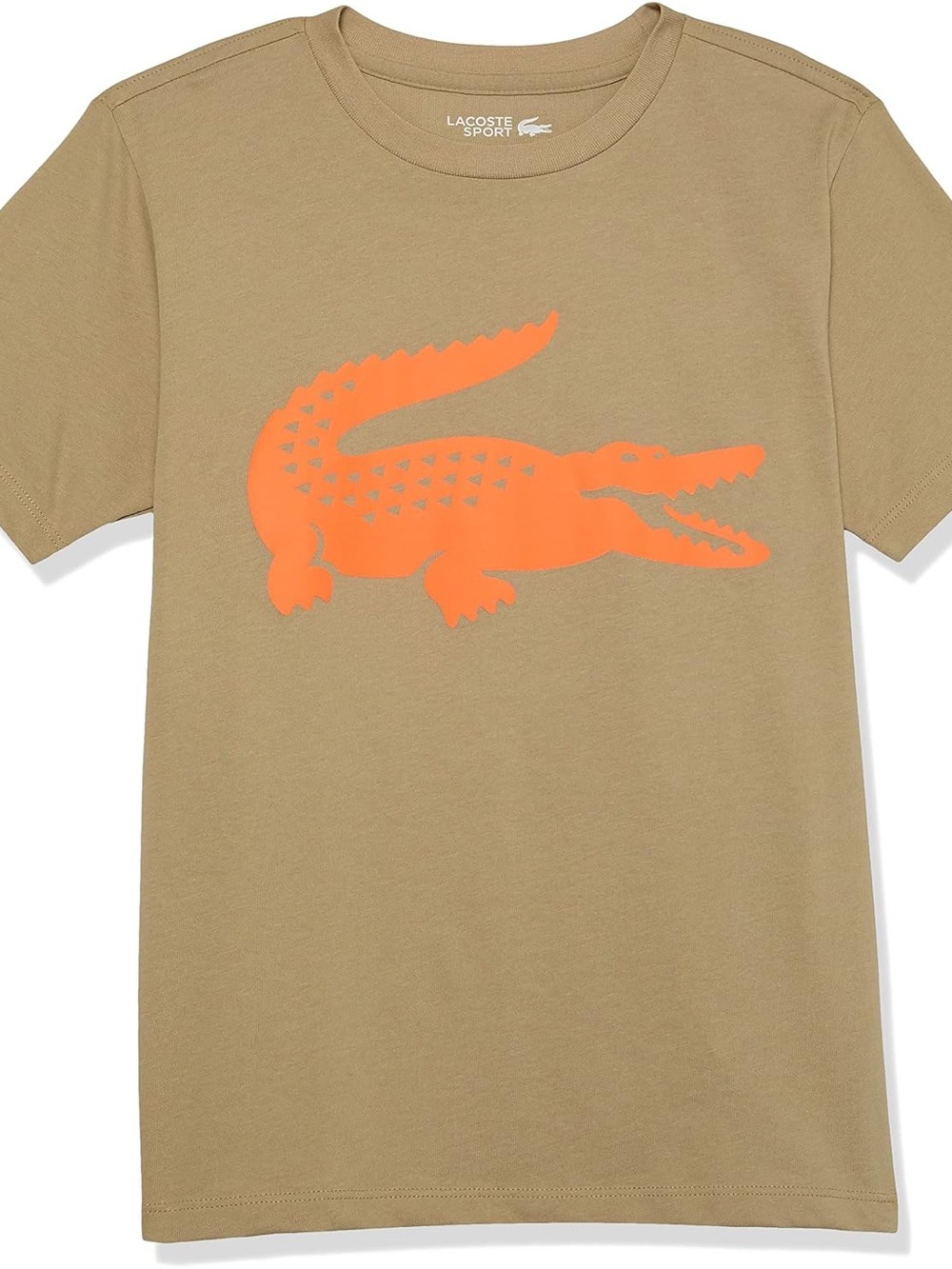 Lacoste Sport Tan Crewneck Tee with White Logo